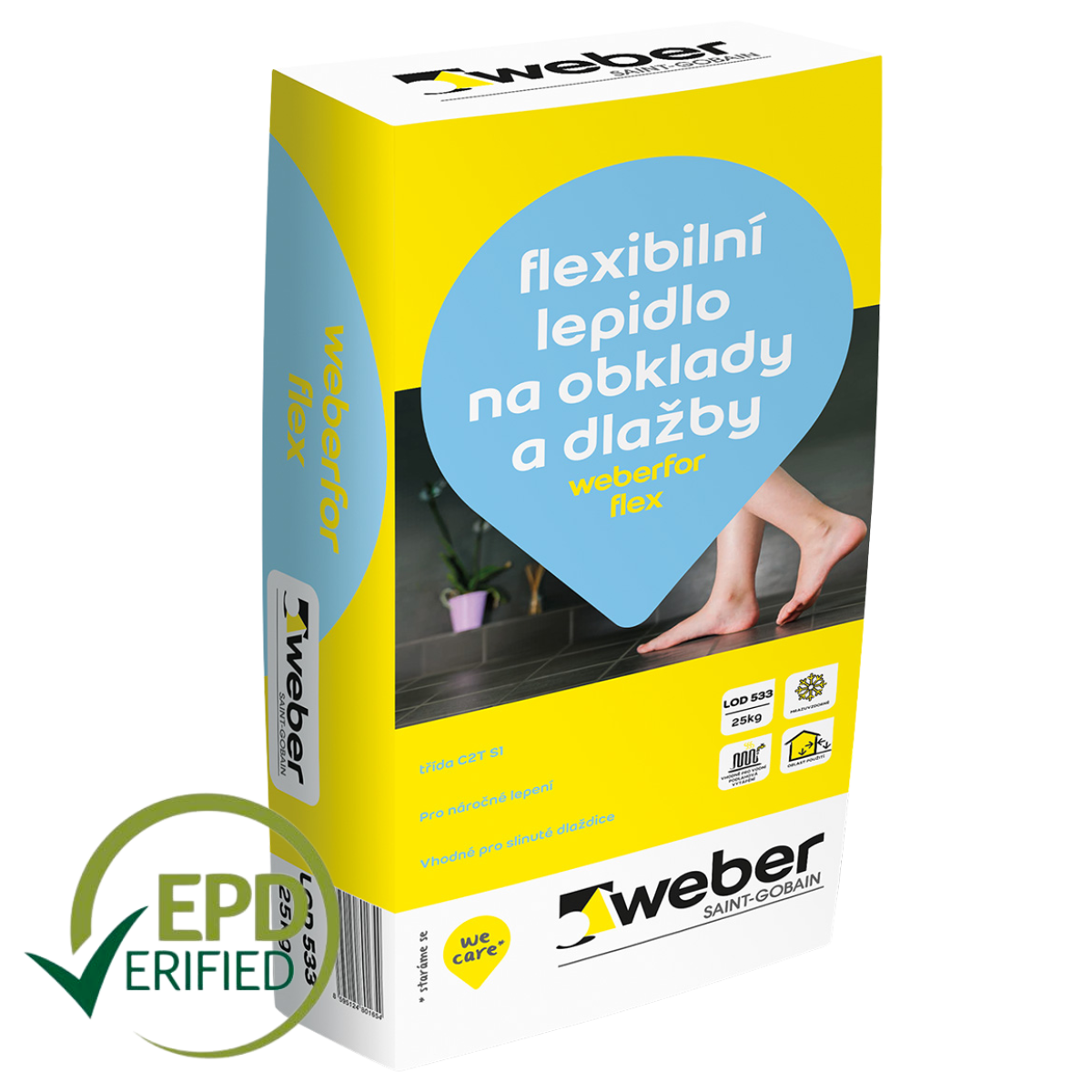Weber lepidlo na obklady a dlažby weberfor flex C2TE S1 25 kg