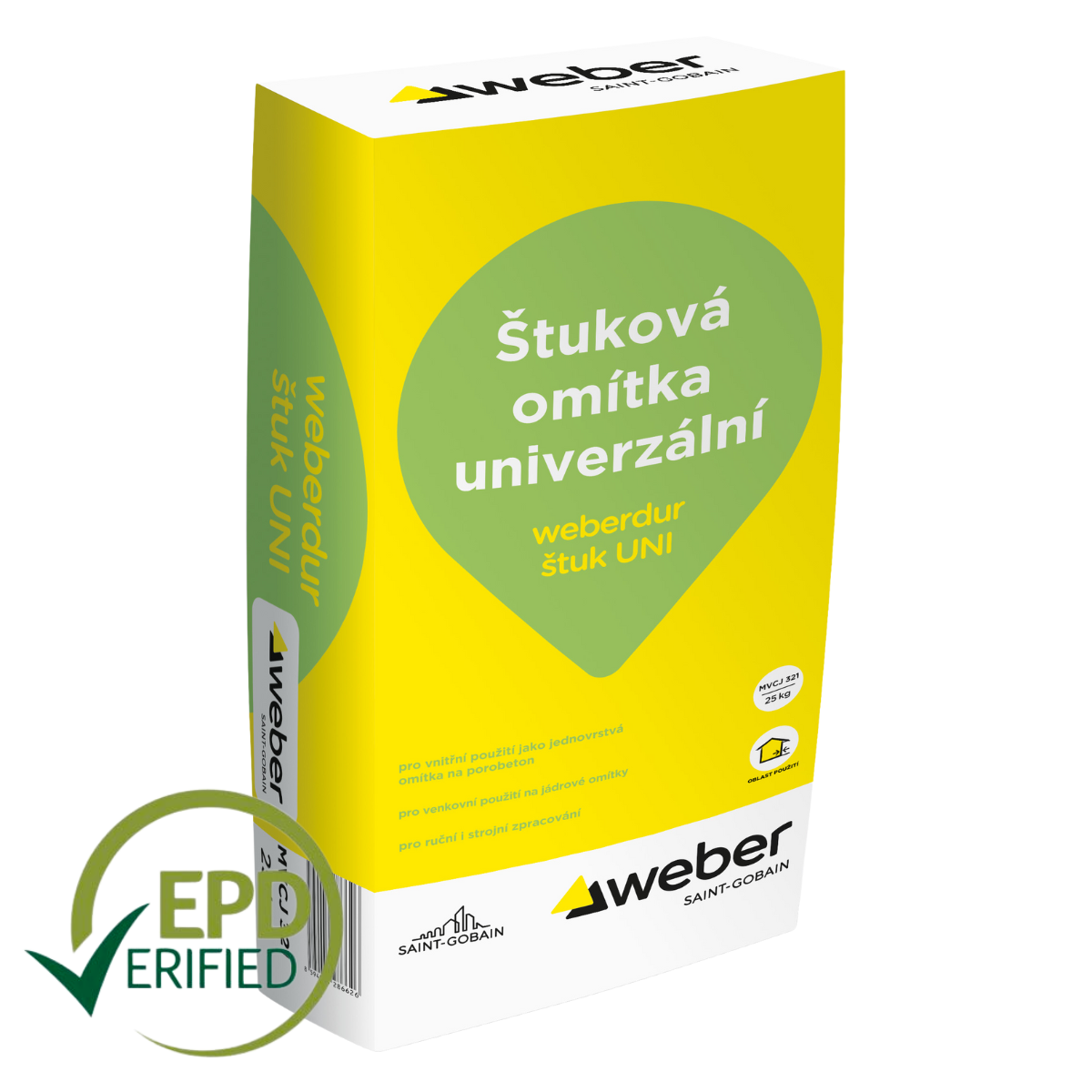 Štuková omítka univerzální weberdur štuk UNI 25 kg